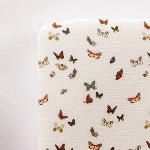 2 Crib Sheets: Butterfly and Mushroom Clementine Crib Sheets